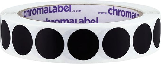 ChromaLabel 0.75 Inch Round Label Removable Color Code Dot Stickers, 1000 Labels per Roll, Black