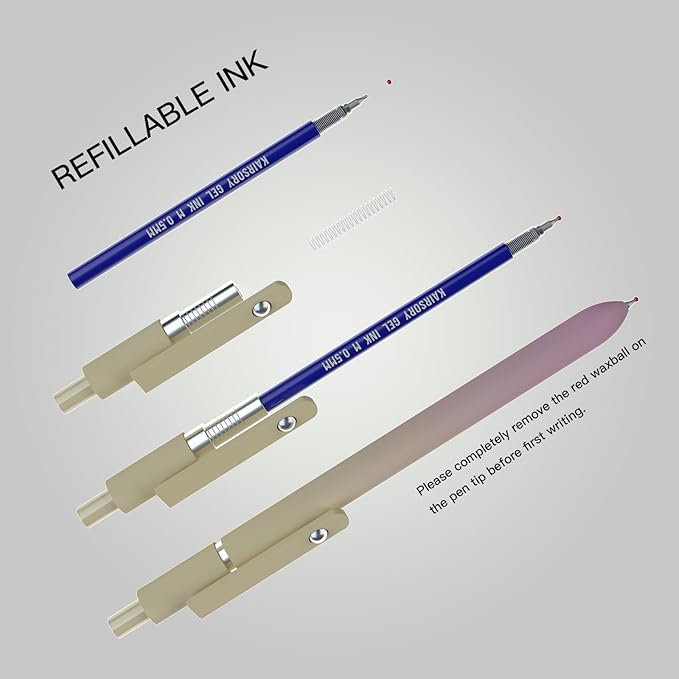 Blue Gel Pens Refills,Retractable Gel Ink Pen Refill Bulk,pen refill for twist pens,Fine Point 0.5mm Blue Ink, Smooth Writing Retractable Click Pen Refills(15 Pcs Pen Refills-Blue Ink-0.5mm)