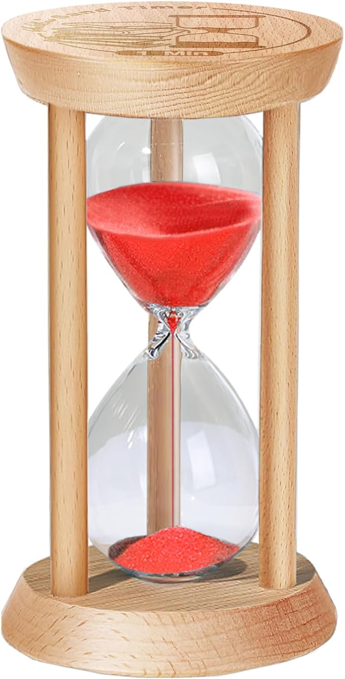 SuLiao Wooden Sand Timer 1 Minute Hourglass, Wood Red Sand Clock, Small Watch 1 Min Timer, Hour Glass Sandglass for Home, Reloj De Arena, Office, Decorative, Game, Classroom