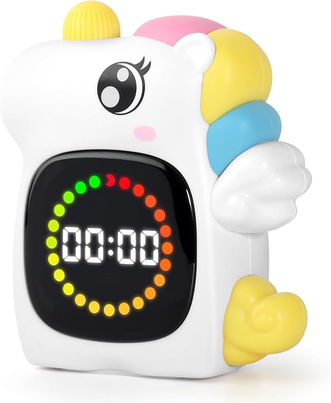 Unicorn Visual Timer for Kids, Rechargeable 99:59 Digital Countdown Timer, Visual Time Progress Display, Adjustable Volume, Classroom Homeschool Study Timer
