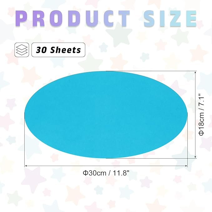 MECCANIXITY Oval Card Stock 7.1 Inch Width 11.8 Inch Length 30 Pcs 50lb/180gsm Colored Cutouts Paper Thick Cardstock Coaster for Craft Bulletin Board Decor, Blue