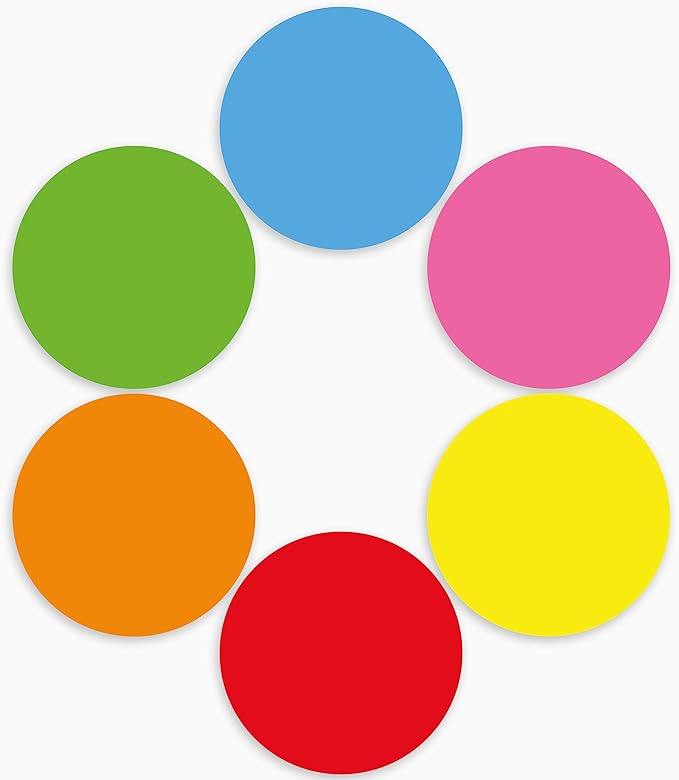 24 Pack 12''Big Size Dry Erase Dots for Classroom Tables, Peel and Stick Removeable Circle Vinyl Sticker Spots for Whiteboards, Desks, Wall Decals, Student, Teacher School Supplies, 6 Colors.