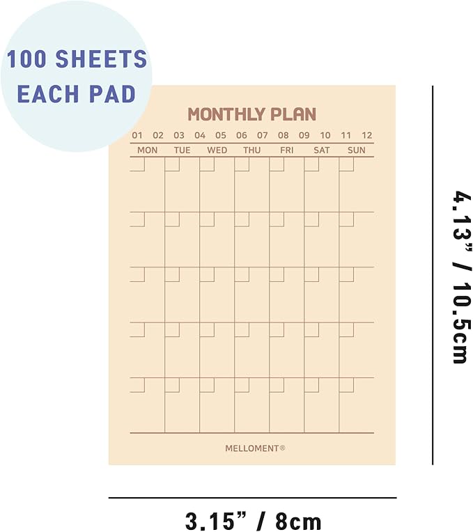 Day By Day Mini Planner Pads, Aesthetic Korean Style Tear-off Planning Pad, Pack of 4 Designs, 100 Sheets each design (Total 400 Sheets), Lovely Assorted Color, Portable Size 3.15 x 4.13", SET_C [ To Do List + Monthly Plan + Time Management + Habit Tra...