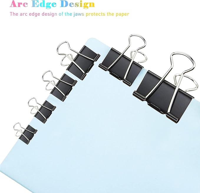 Large Binder Clips, 72 Pack, 1.6 Inch, Non-Standard 41mm, Black, Capacity 0.66 Inch, Paper Clip, Great Office Clips, Office Supplies