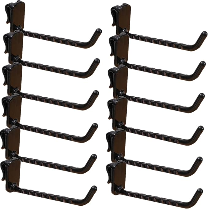 12 Pcs Grid Wall Hooks - Black Plastic Utility Hooks for Hanging, Ideal for Garage, Warehouse, Shop & Home Organization