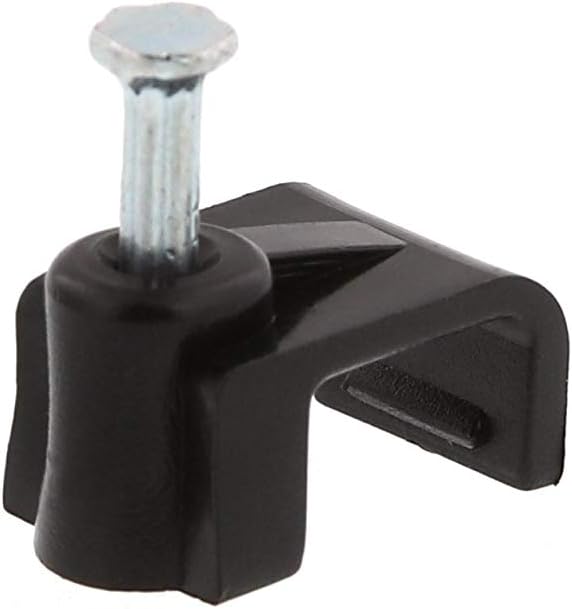 Secure 8.5mm Black Flat Nail Cable Clip for Coax, Ethernet, and Telephone Cable Management - 100 Pack