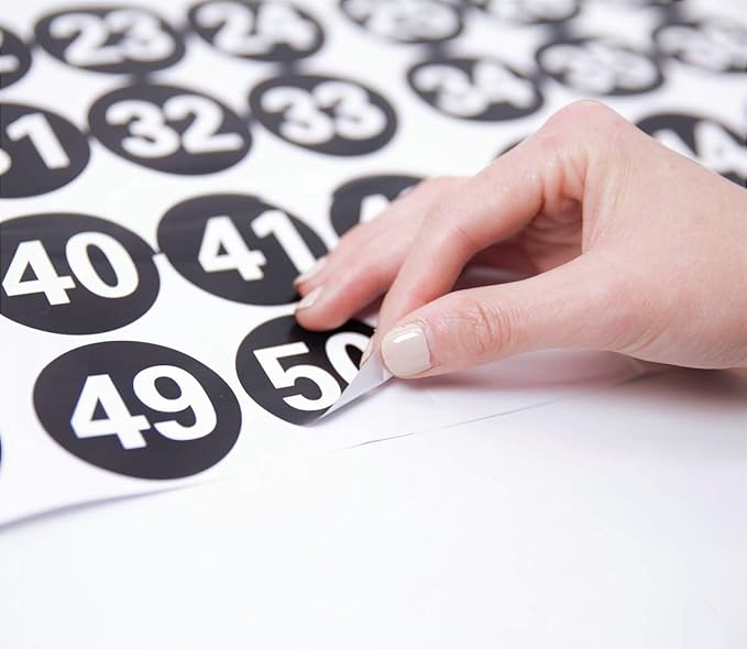 NAVADEAL 2" & 3” Round Number 1-50 Adhesive Stickers in Blue, Red, Black, Green - Inventory Storage Labels, Great for Marking Bins or Toolbox for Daily Use in School, Office, Workshop
