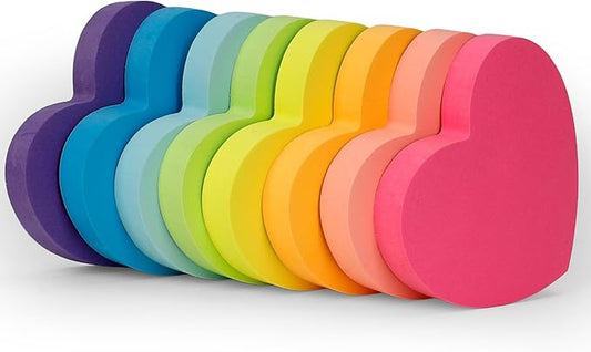 Heart Sticky Notes 800 Sheets 3x3 inch Self-Stick Note Pads for Notebook Office School Teacher Supplies Desk Accessories Valentines Day Gifts Galentines Day Decorations 100 Sheets/pad 8 Pads