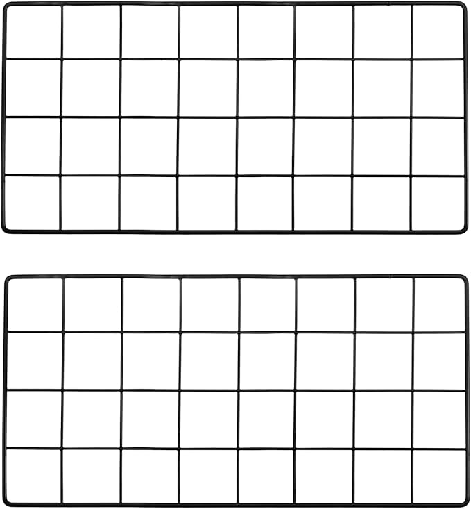 PATIKIL 16x8 Inch Wall Grid Panel, 2 Pcs Metal Wire Photo Wall Decorative Grid for Photo Display Hanging Picture Memo Home Decorations, Black