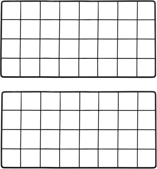PATIKIL 16x8 Inch Wall Grid Panel, 2 Pcs Metal Wire Photo Wall Decorative Grid for Photo Display Hanging Picture Memo Home Decorations, Black