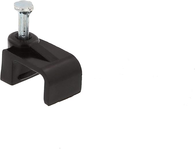 Secure 8.5mm Black Flat Nail Cable Clip for Coax, Ethernet, and Telephone Cable Management - 100 Pack