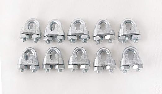 Wire Rope Clamp 3/16 inch 10 Pack Zinc Plated - Wire Rope Clip - Wire Cable Clamps