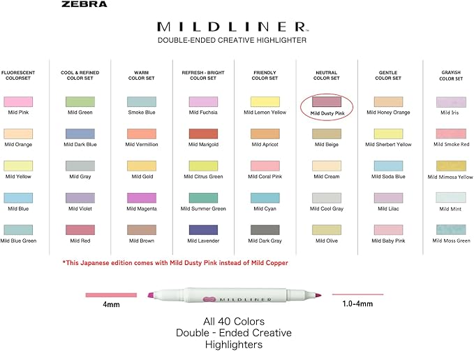 Double-Ended Creative Highlighter set of 40 colors original pen pouch (Purple)