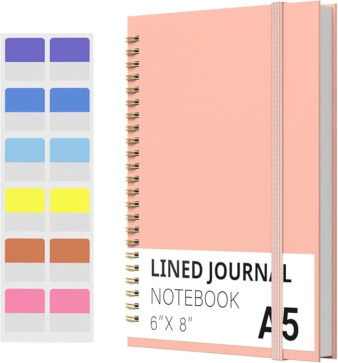 Spiral Notebook, Hardcover Notebook for School & Work, Lined Journal Notebook for Men & Women,120 Pages A5(6 “x8”) (Pink)