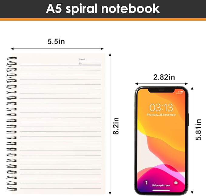 LABUK 4 Pack Lined Kraft Spiral Notebook, 160 Pages 5 x 8in Soft Cover Inspirational Journals Notebooks, DIY Motivational Kraft for Gifts, Office, School Supplies