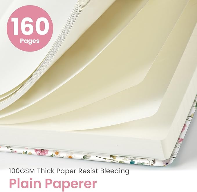 Taja Blank Journal Notebook for Women & Men, Hardcover Leather Journal for Writing, Sketch Book, A5 Plain Paper Notebook for Drawing & Sketching, Perfect for Office School Home Supplies, Garden