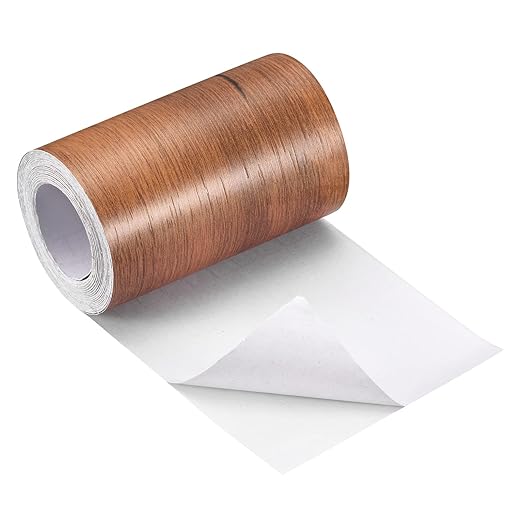 uxcell Wood Grain Tape, 4.72" x33 Ft Wall Paper Border Sticker Self-Adhesive Wood Grain Repair Patch with Scraper for Wall Corner Table Door Sofa Furniture Home Decor (Red Oak)