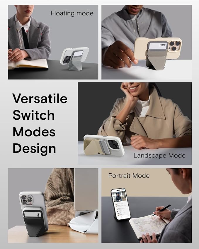 MOFT Magnetic Wallet Stand Compatible with iPhone 17/16/15/14/13/12 Series, Angle Adjustment & Magsafe Compatible MOVAS Phone Stand,Misty Cove