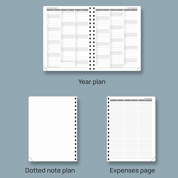 POPRUN 2026 Planner (Medium - 6.5'' x 8.5'') with Hourly Schedule & Vertical Layout - 2026 Weekly Calendar (Jan. 2026 - Dec.2026) for Time Management, Monthly Tabs, Spiral Bound, Soft Cover - Purple