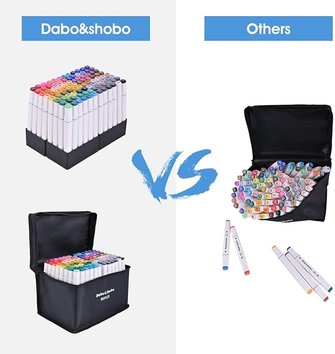 Dabo&Shobo 96 Colors Alcohol Marker, Drawing Markers, Dual Tip Markers, Fine & Chisel Tip, Chisel Marker For Adult Coloring And Sketching
