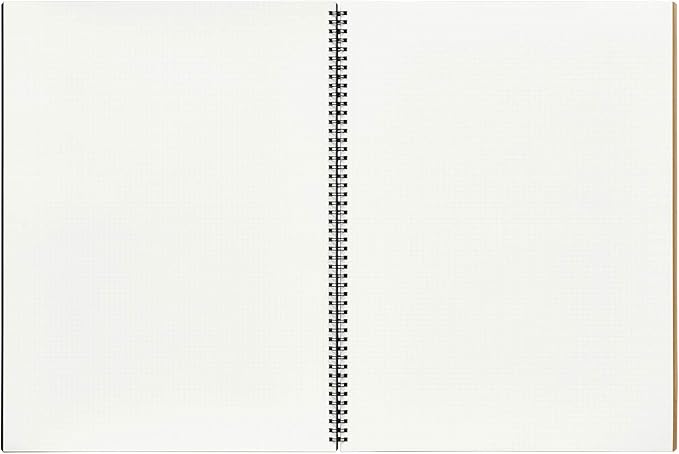 Maruman Mnemosyne Grid Notebook- Horizontal A3 Layout, 12.68" x 16.54", 70 Sheets / 140 Pages, 5mm Graph Paper Journal, Perforated Pages & Wire-Bound to Lay Flat, Black, Made in Japan