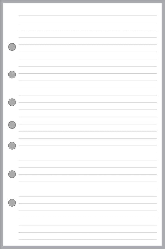 Classic Size Notes Insert with Simple Lines Spaced 1/4", Sized and Punched with 7 Holes for 7-Ring Notebooks Such as Franklin, etc. (5.5" x 8.5")