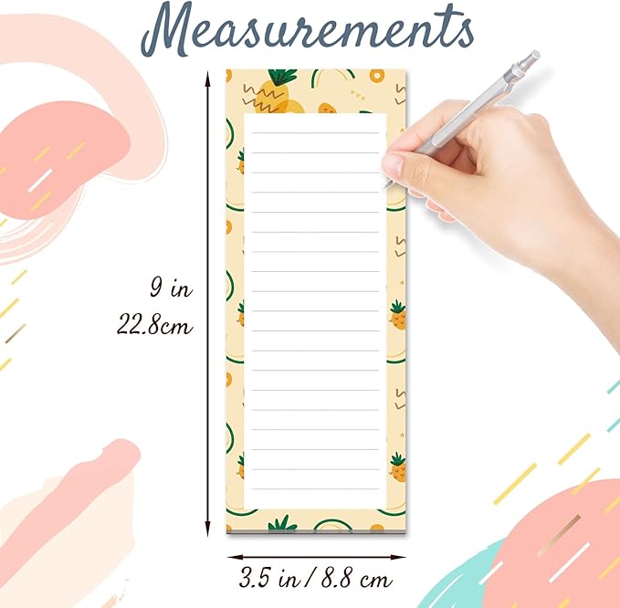 MATICAN Grocery List Magnet Pad for Fridge, 6-Pack Magnetic Note Pads Lists, 60 Sheets Per Pad, 6 Cute Fruit Designs, Full Magnet Back To-Do-List Notepads