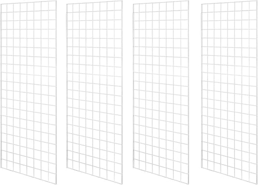 Heavy Duty Gridwall Panels Commercial Grade Grid Panel for Retail Display Wall, 2' Width x 5' Height, White (Pack of 4)