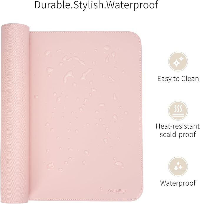 Oversized Non-Slip Desk Pad Protector with Premium Gift Box – Vegan Leather Waterproof Laptop Mat for Keyboard & Mouse, Grips Desk Firmly – Large Office Pad– Sakura Pink