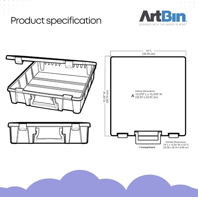ArtBin 6955RJ Super Satchel 1-Compartment Box, Art & Craft Organizer, 1-Pack, Translucent Mint