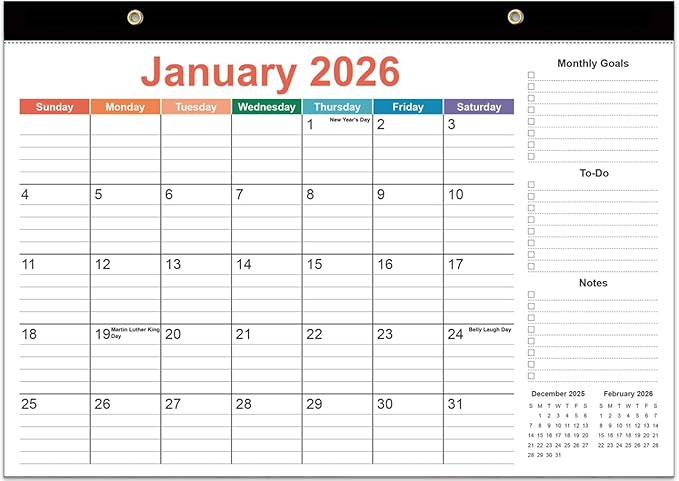 2026 Desk Calendar - 18 Months Calendar from January 2026 to June 2027, Desk Calendar 2026-2027 with Thick Paper, 12" x 17", Colorful