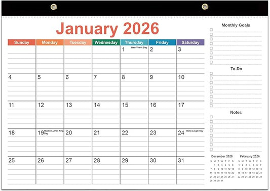 2026 Desk Calendar - 18 Months Calendar from January 2026 to June 2027, Desk Calendar 2026-2027 with Thick Paper, 12" x 17", Colorful