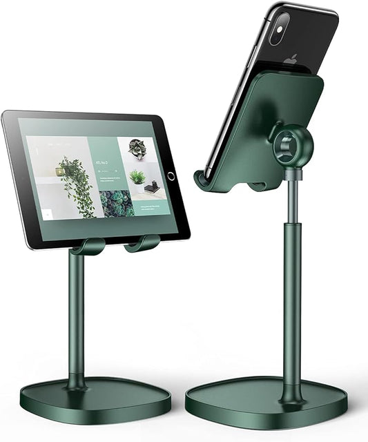 LISEN Cell Phone Stand,Angle Height Adjustable Stable Cell Phone Stand for Desk,Sturdy Aluminum Metal Phone Holder (Green)