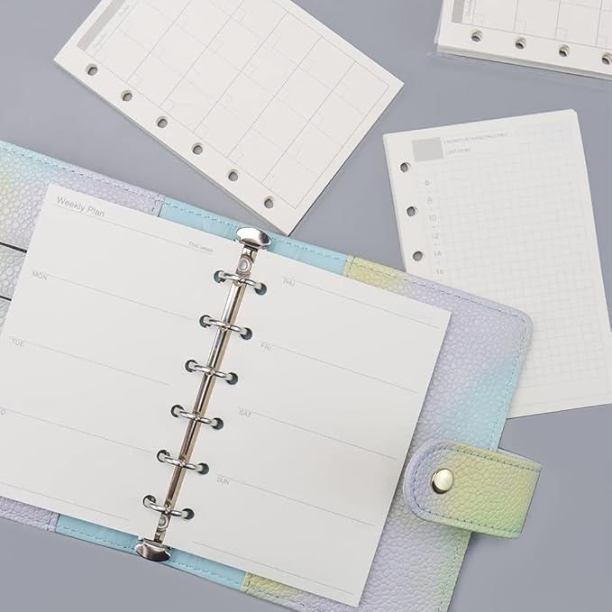 AxeWoodz A7 Refill Paper 3 Pack Undated Daily, Weekly, Monthly Binder Inserts 6-Hole Punched Filler Paper for Planner, 135 Sheets/270 Pages Refillable
