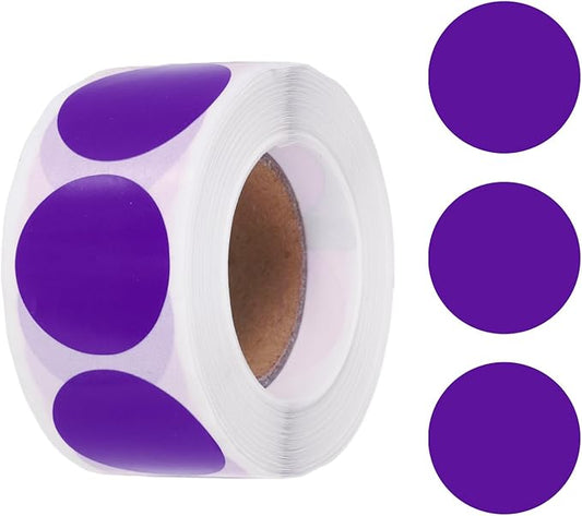uxcell 500pcs Purple Round Stickers Roll 1 Inch Self-Adhesive Stickers Coding Label Removable for DIY Crafts Homework, Office, Shop, Home, Classroom Marking