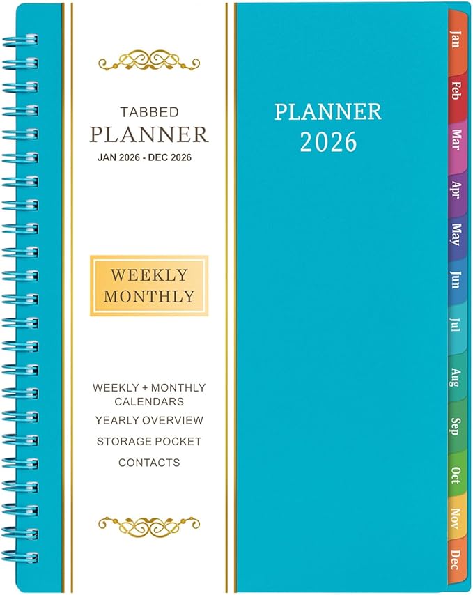2026 Planner - Planner 2026, 2026 Planner Weekly and Monthly with Tabs, Jan 2026 - Dec 2026, 6.25" × 8.3", Strong Twin-Wire Binding