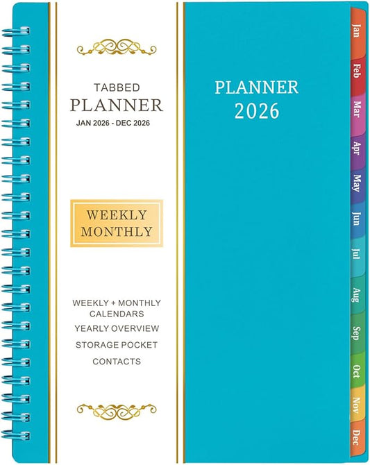 2026 Planner - Planner 2026, 2026 Planner Weekly and Monthly with Tabs, Jan 2026 - Dec 2026, 6.25" × 8.3", Strong Twin-Wire Binding