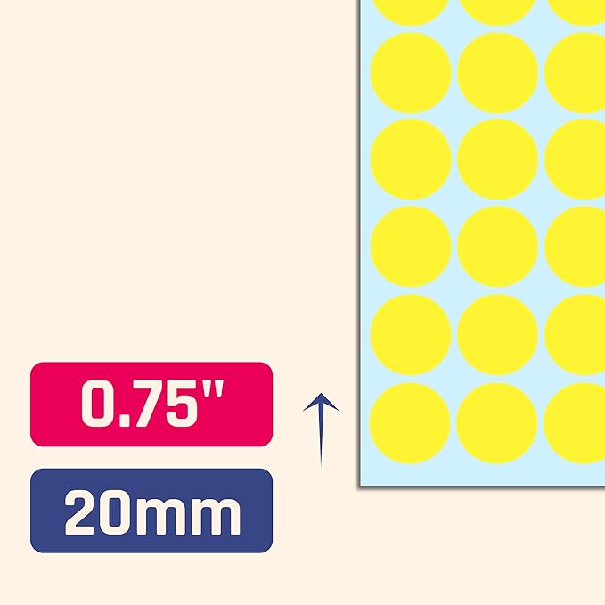 8000 Pack, 3/4" Round Dot Stickers Circle Labels - Yellow