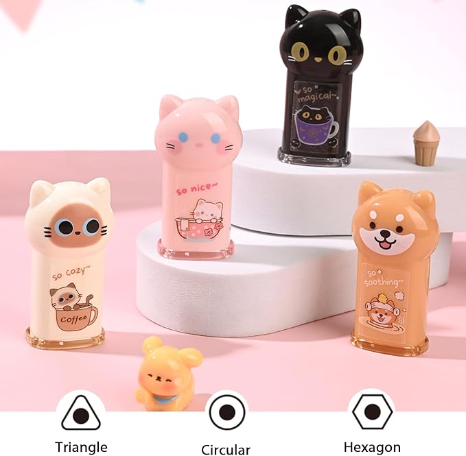 4Pcs Cute Cat Pencil Sharpeners Small Manual Pencil Sharpener Kawaii Stationery Set Kawaii School Supplies for Kawaii Office School Home Supplies