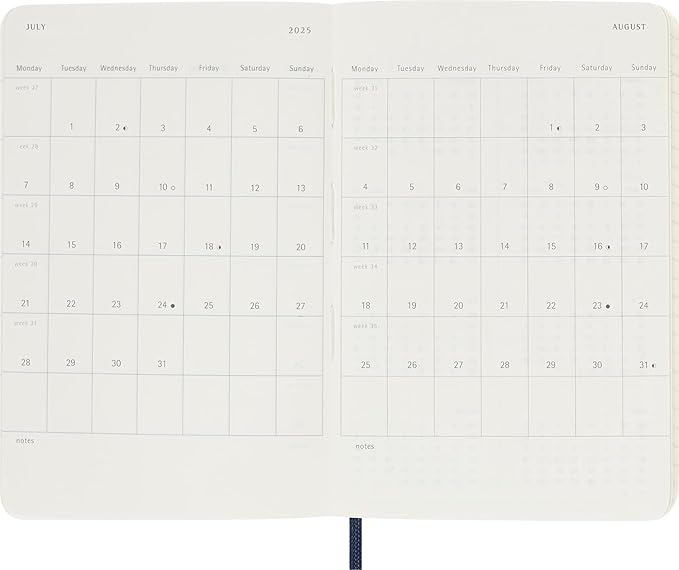 Moleskine Classic 12 Month 2025 Weekly Planner, Soft Cover, Pocket (3.5" x 5.5"), Sapphire