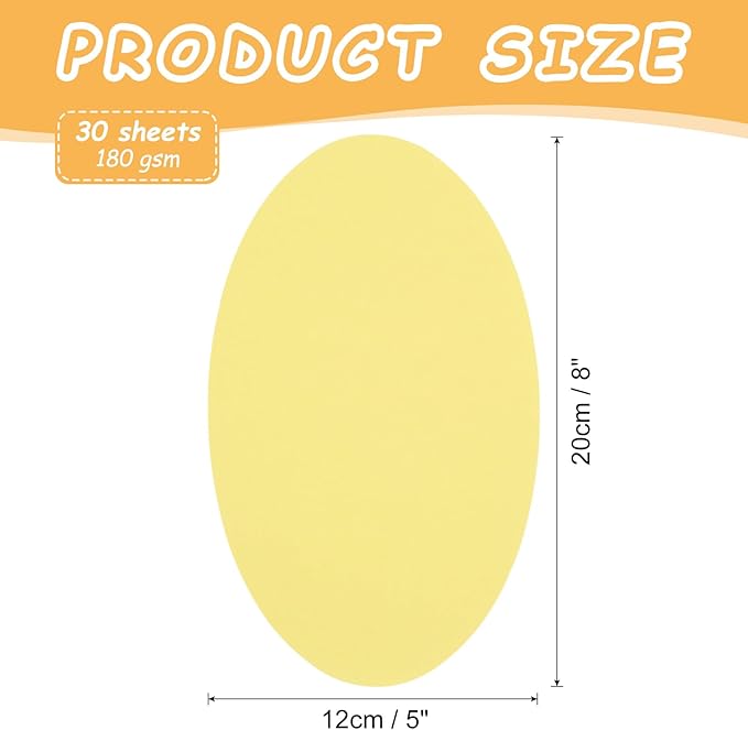 MECCANIXITY 8 Inch Oval Card Stock, 30 Pcs Colored Cutouts Paper Thick Cardstock Coaster for DIY Craft Projects Classroom Bulletin Board Decor, Light Yellow