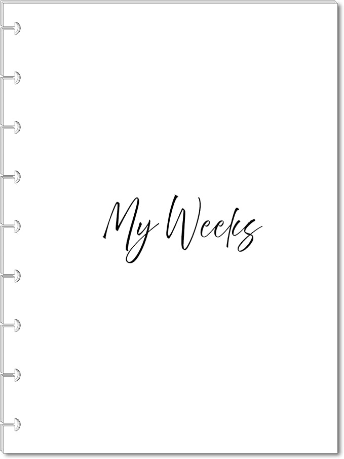 Undated Weekly Planner Inserts, Fits 9 Disc Medium Size Planners Calendar Refills Weekly Calendar Inserts, Undated Weekly Planner (9 Disc Classic)