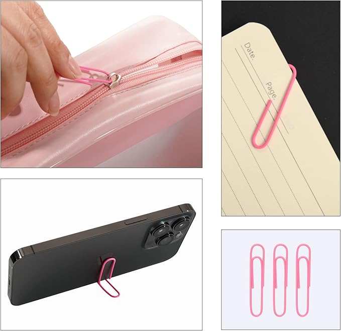 Pink Jumbo Paper Clips, 265pcs 2 Inch Paperclips,Large Pape Clips for Paperwork Ideal for Home, School and Office Use (2 in, Pink)