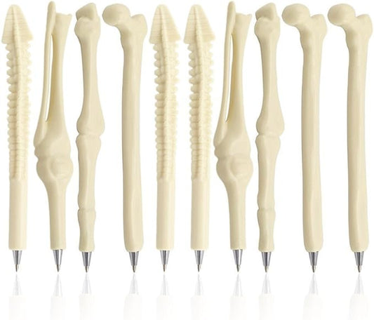 MagicW Novelty Bone Shape Ballpoint Pens Finger Skull Bone Pen For Nurse Doctor Stationery Crazy Student Gift Pack of 10