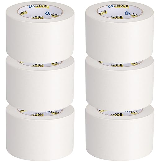 6 Rolls White Painters Tape Bulk 3 inch x 60 Yards, Total 360 Yd, Painters Masking Tape No Residue Wall Painting Tape Artist Tape Trim Edge Finishing Tape for Wall Painting Decoration DIY Supplies