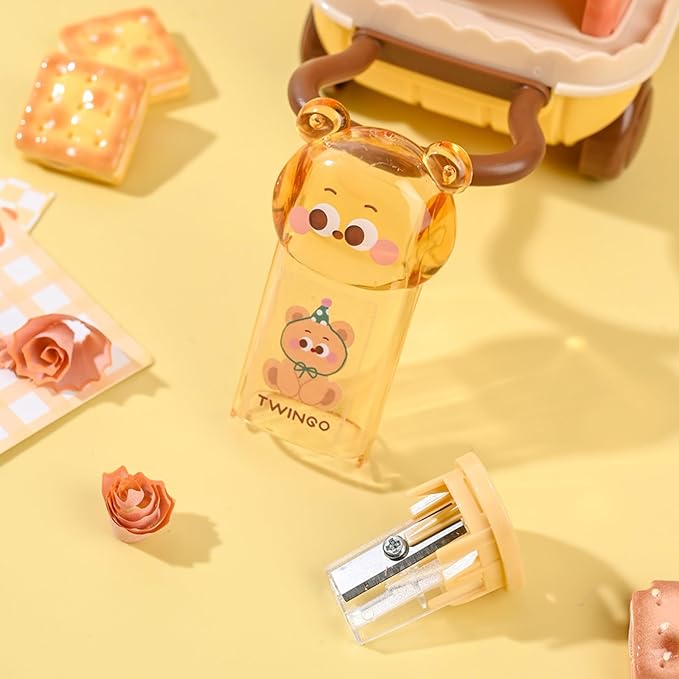 Cute Bear Stationery Set,Including 3Pcs Cute Bear Pencil Sharpeners, Kawaii School Supplies for Kawaii Office School Home Supplies