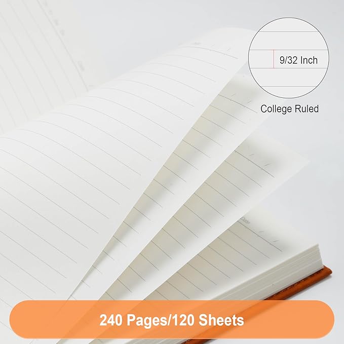 COMIX Lined Journal Notebook - 240 Pages 5.6" x 8.3" Journaling Notebook for Women & Men, Fits for Work, Diary, Travel, School, Business, Church, Hardcover, A5, College Ruled, Brown