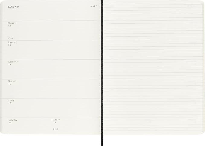 Moleskine Classic 12 Month 2026 Weekly Planner, Soft Cover, XL (7.5" x 9.75"), Black, 144 pages