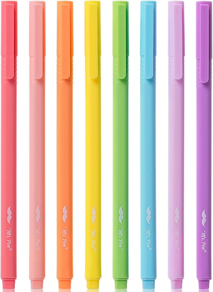 Mr. Pen- Highlighters, 8 Pack, Fine Tip, Pastel Colors, Cute Highlighters