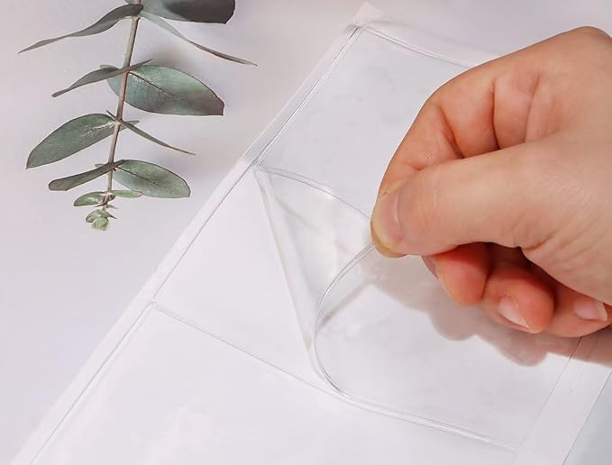 Tupalizy 10PCS Clear Adhesive Index Card Holder with Top Open Small Plastic Card Sleeves Pockets for Storage Bins Boxes Organizing Label Notebooks Name Tags Classroom Desk Planners,5.1x3.7Inch